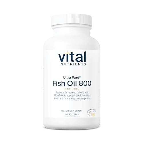 Vital Nutrients Ultra Pure® Fish Oil 800 | Supports Heart, Brain, & Immune Health* | Sustainably Sourced High EPA & DHA Omega-3 Fatty Acid | Lemon Flavor | Gluten, Dairy, Soy Free | 90 Softgels