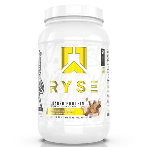 RYSE Up Supplements Loaded Protein Powder | 25g Whey Protein Isolate & Concentrate | with Prebiotic Fiber & MCTs | Low Carbs & Low Sugar | 27 Servings (Cinnamon Toast)