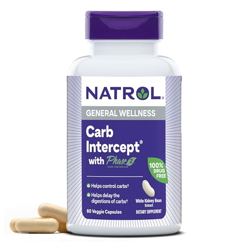 Natrol Carb Intercept with Phase 2, Dietary Supplement for General Wellness, White Kidney Bean Extract, 60 Veggie Capsules, 30 Day Supply