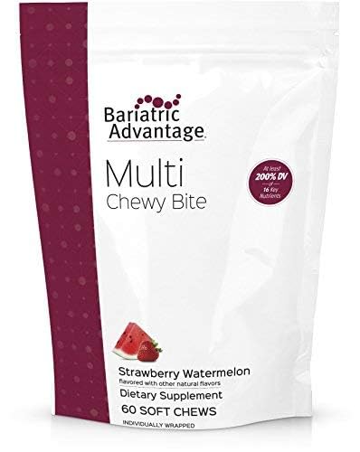 Bariatric Advantage Multi Chewy Bite - Soft Chew Multivitamin for Bariatric Surgery Patients - Chewable Multivitamin with Folic Acid, Vitamin D3 & More - Strawberry Watermelon Flavor - 60 Count