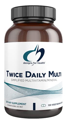 Designs for Health Methylated Multivitamin for Women & Men - Twice Daily Multimineral Supplement & Multivitamin without Iron + Methylated B12 and Folate, Vitamin C, K, D, E + More (120 Capsules)