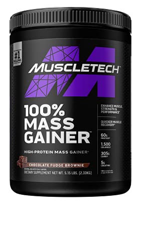 Mass Gainer MuscleTech 100% Mass Gainer Protein Powder Protein Powder for Muscle Gain Whey Protein + Muscle Builder Weight Gainer Protein Powder Creatine Supplements Chocolate, 5.15 lbs