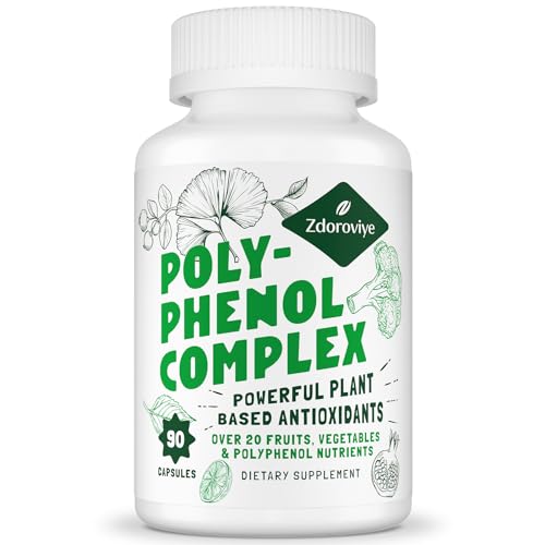 2250 MG Polyphenols Supplement Over 20 Fruits, Vegetables & Polyphenols, Quercetin, Resveratrol, Turmeric, Green Tea, Powerful Antioxidants, Polyphenols for Age Defense, Immune System, 90 Capsules