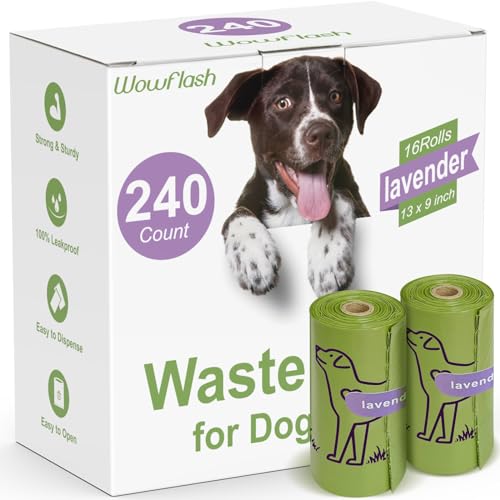 240 Count Lavender Scented 13” x 9” Dog Poop Bags Rolls, Leakproof Strong & Sturdy Poop Bags for Dogs, Dog Bags for Poop, Doggie Cat Poop Bags Cats Litter, Waste Bags Poppy Trash Bags for Doggy Pets