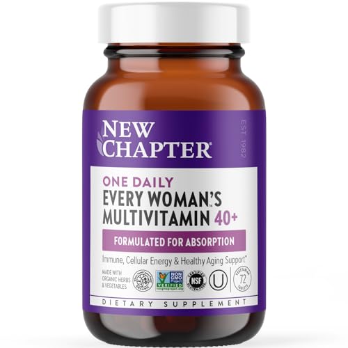 New Chapter Women's Multivitamin 40 plus for Energy, Healthy Aging + Immune Support with 20+ Nutrients -- Every Woman's One Daily 40+, Gentle on the Stomach, 72 Count