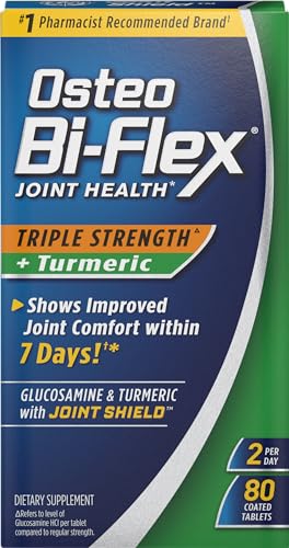 Osteo Bi-Flex Triple Strength Glucosamine with Turmeric, Joint Health Supplement, Coated Tablets, Original Version, 80 Count