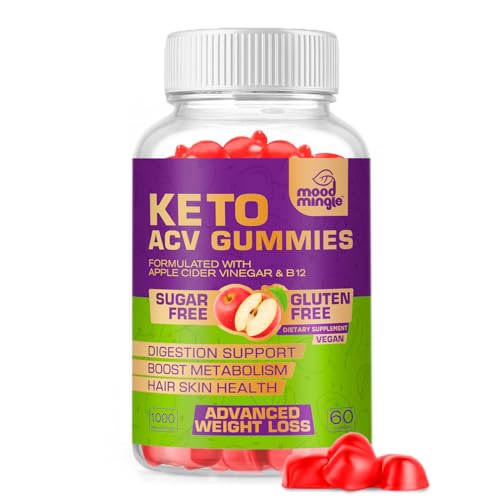 Keto ACV Gummies for Advanced Weight Loss - Gluten & Sugar-Free Apple Cider Vinegar Rapid Fat Burner Diet Supplement for Women Men - 60 Gummies (1000MG)