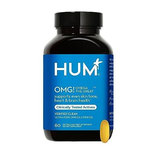 HUM OMG! Omega The Great - Triple Omega 3 Fish Oil Supplement with DHA, EHA & Vitamin E to Support Bright & Even Skin Tone - Gluten Free & Non-GMO (60 Softgels)