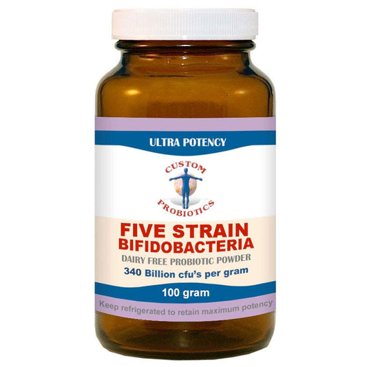 Custom Probiotics Five Strain Bifidobacteria Probiotic Powder (100 gram)