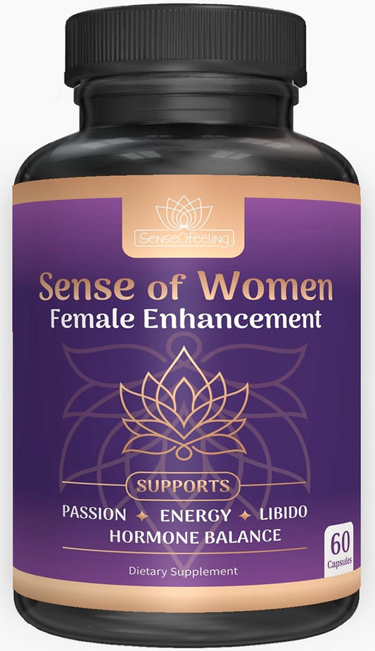 Sense of Women Natural Female Enhancement Pills | Female Libido Booster for Women to Increase Mood, Energy and Hormone Balance | Horny Goat Weed Maca Root Extract 60 Veggie Capsules