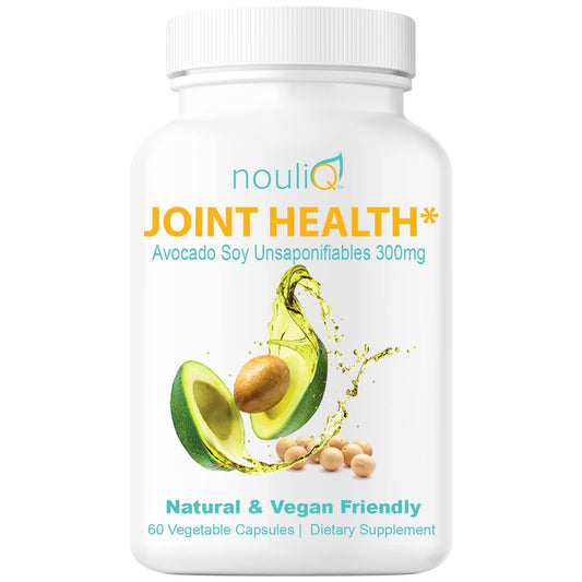 NOULIQ Natural & Vegan-Friendly Joint Health Supplement, Avocado Soy Unsaponifiables 300mg, Non-GMO, Free of Any Gluten, Artificial Colors or Flavors, Dairy and Shellfish, 60 Day Supply.