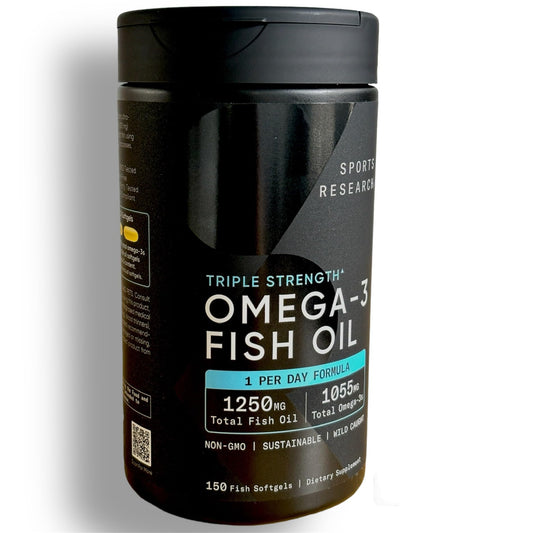 150 Softgels SportResearch Triple Strength Omega 3 Fish Oil - Burpless Fish Oil Supplement w/EPA & DHA Fatty Acids from Wild Caught Fish - Heart, Brain & Immune Support for Men & Women - 1250 mg