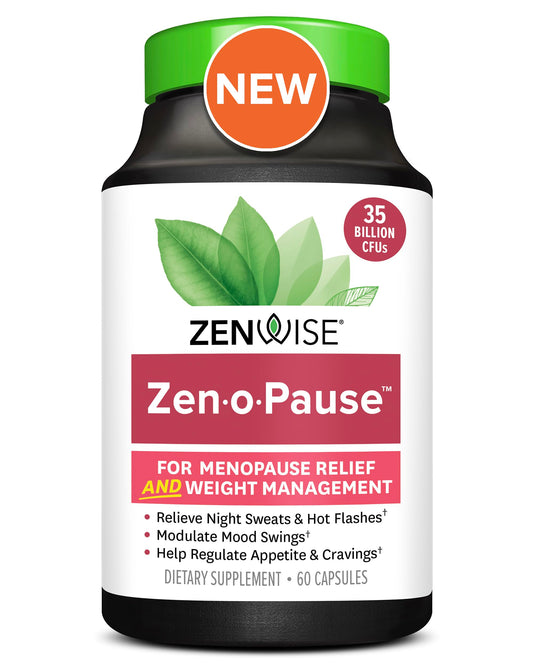 Zenwise Health ZenoPause for Menopause Relief and Weight Management | Digestive Health, Bone Density and Gut Balance | Probiotics, Green Tea and Black Cohosh - 60 Count