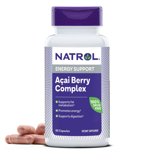 Natrol Acai Berry, Dietary Supplement, Antioxidant Protection & Defense, The Ultimate Super Fruit, 1,000 mg Veggie Capsules, 60 count