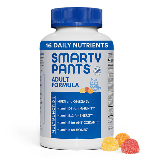 SmartyPants Multivitamin for Men & Women: Multivitamin Gummies with Vitamin D3, C, Vitamin B12, B6, Vitamin A, K & Zinc, Omega 3 Fish Oil (EPA/DHA), Gluten Free, 180 Count (30 Day Supply)