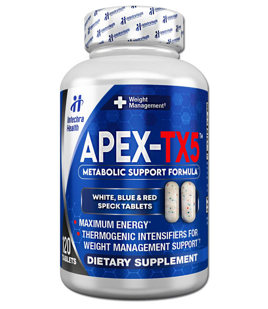 APEX-TX5 Weight Management Dietary Supplement 120 White Blue Red Speck Tablets Manufactured in the USA Highest Professional Quality