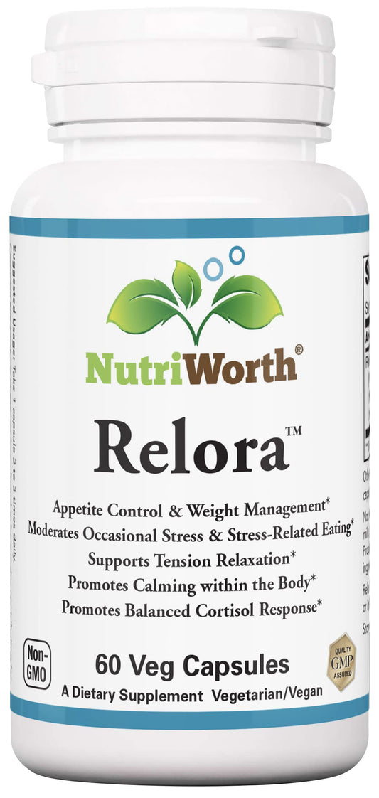 NutriWorth Relora - Stress & Weight Management Supplement. 300MG Vegetable Capsules - 60 Servings per Bottle.