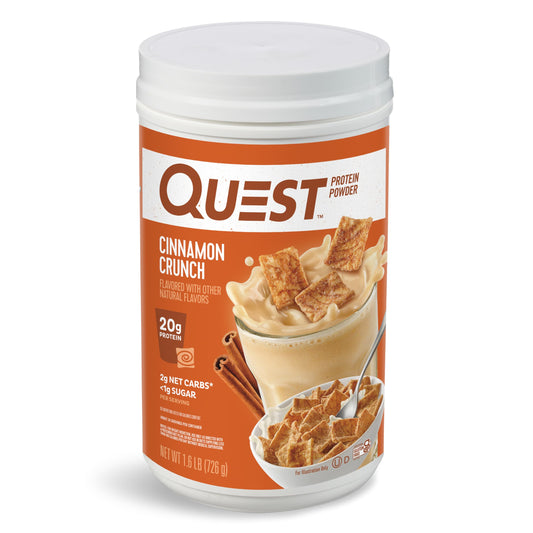 Quest Nutrition Cinnamon Crunch Protein Powder, 20g Protein, 2g Net Carb, 1g Sugar, Low Carb, Gluten Free, 1.6 Pound, 24 Servings