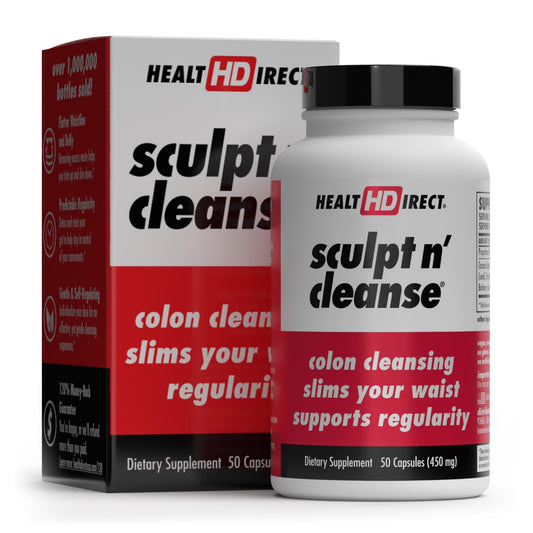 HEALTH DIRECT Sculpt n' Cleanse - Herbal Colon Cleanse for Digestive Health & Regularity - Natural Detox & Gut Flush Supplement - Weight Management Support - 50 Veggie Capsules