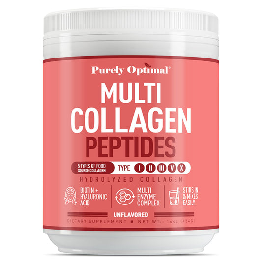 Multi Collagen Peptides Powder - 5 Types of Hydrolyzed Collagen Protein with Biotin for Hair, Nails, Skin, Bones & Joints - Collagen for Women & Men - Keto-Friendly, Unflavored, Easy Mixing 16 oz