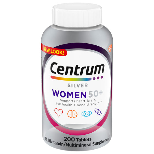 Centrum Silver Women's Multivitamin for Women 50 Plus, Multivitamin/Multimineral Supplement with Vitamin D3, B Vitamins, Non-GMO Ingredients, Supports Memory and Cognition in Older Adults - 200 Ct