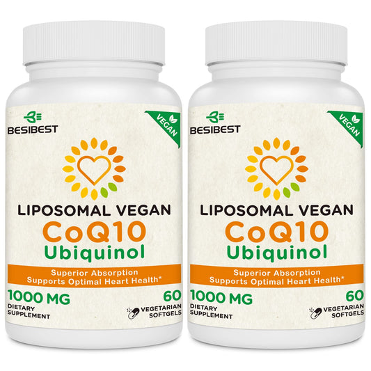 Besibest 1000mg Liposomal CoQ10 Ubiquinol, 120 Vegan Softgels, High Absorption Ubiquinol CoQ10 Supplement, Active Antioxidant Form of Coenzyme Q10 for Heart Function & Energy Production