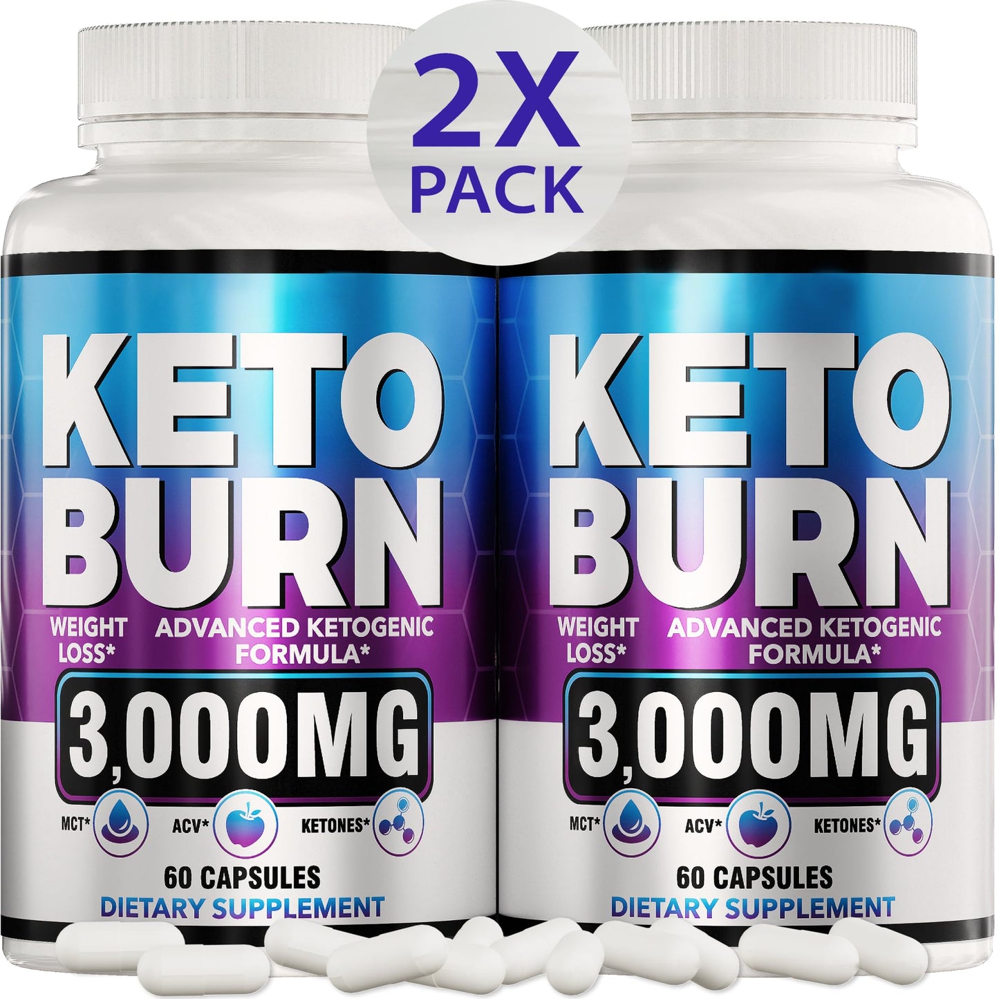 (2 Pack) Keto Pills - Lean Keto Diet Pills - Weight Fat Management Loss - Ultra Fast Prime Keto Supplement for Women and Men with Apple Cider Vinegar ACV - Energy, Focus, Metabolism - 120 Capsules