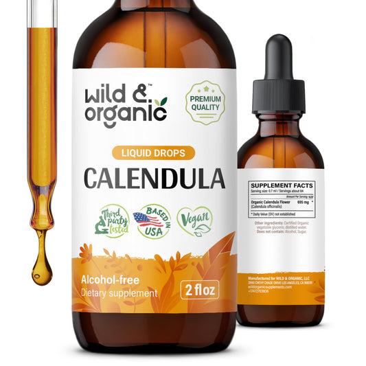 Calendula Tincture - Immune Support Supplement w/Calendula Flowers Organic - Alcohol-Free Calendula Liquid Extract w/Antioxidants - Calendula Herb for Immunity - Calendula Supplement - 2 fl oz