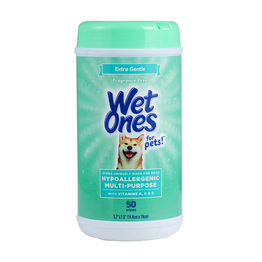 Wet Ones for Pets Multi-Purpose Dog Wipes With Vitamins A, C & E | Fragrance-Free Dog Wipes, Pet Wipes Multipurpose | Dog Grooming Wipes, 50 Count Canister