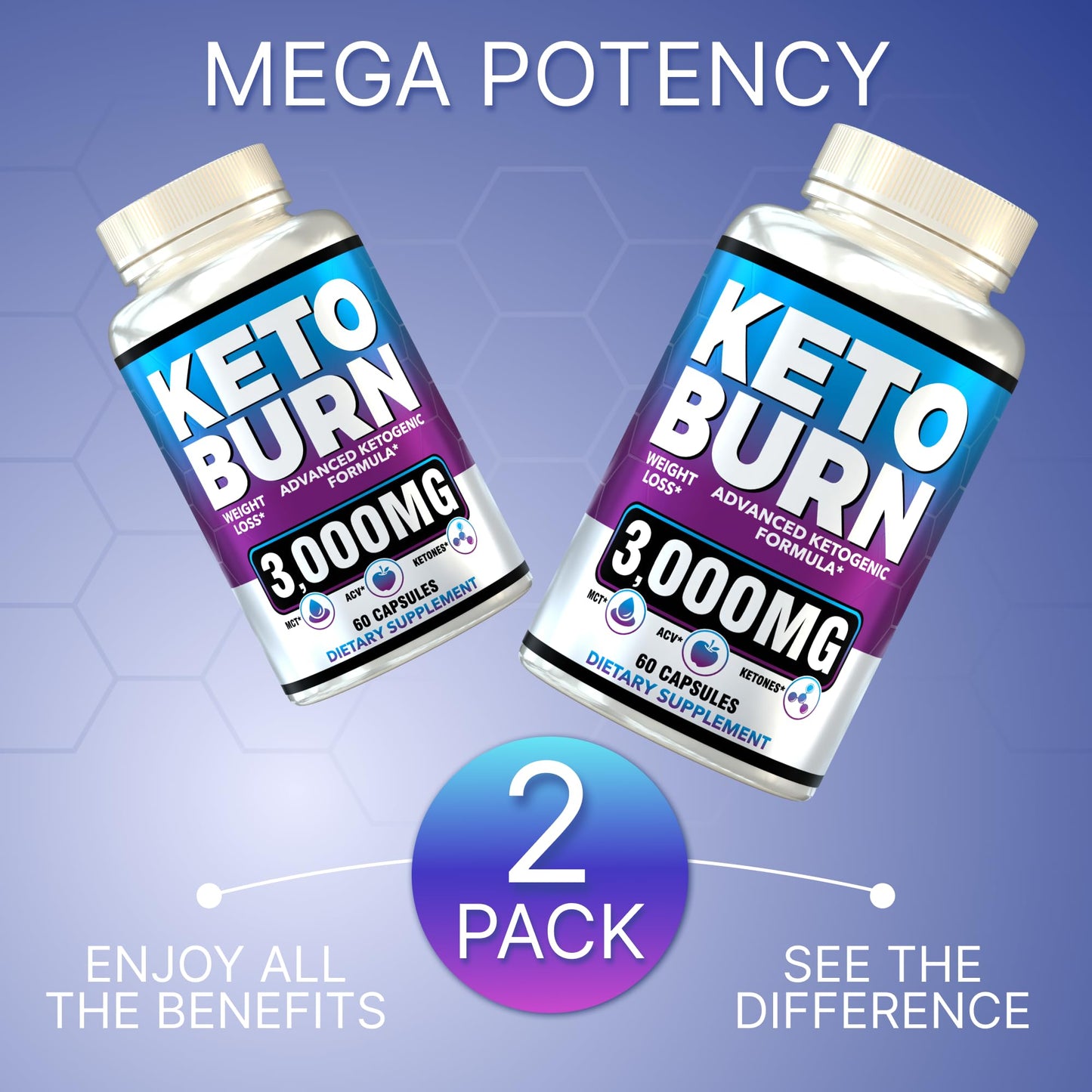 (2 Pack) Keto Pills - Lean Keto Diet Pills - Weight Fat Management Loss - Ultra Fast Prime Keto Supplement for Women and Men with Apple Cider Vinegar ACV - Energy, Focus, Metabolism - 120 Capsules