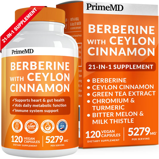 21-in-1 Berberine Supplement with Ceylon Cinnamon - Berberine 1500 mg with Chromium, Bitter Melon and Green Tea Extract - Berberine 5X for Weight Management & Metabolism Support with 5279 mg (120 ct)